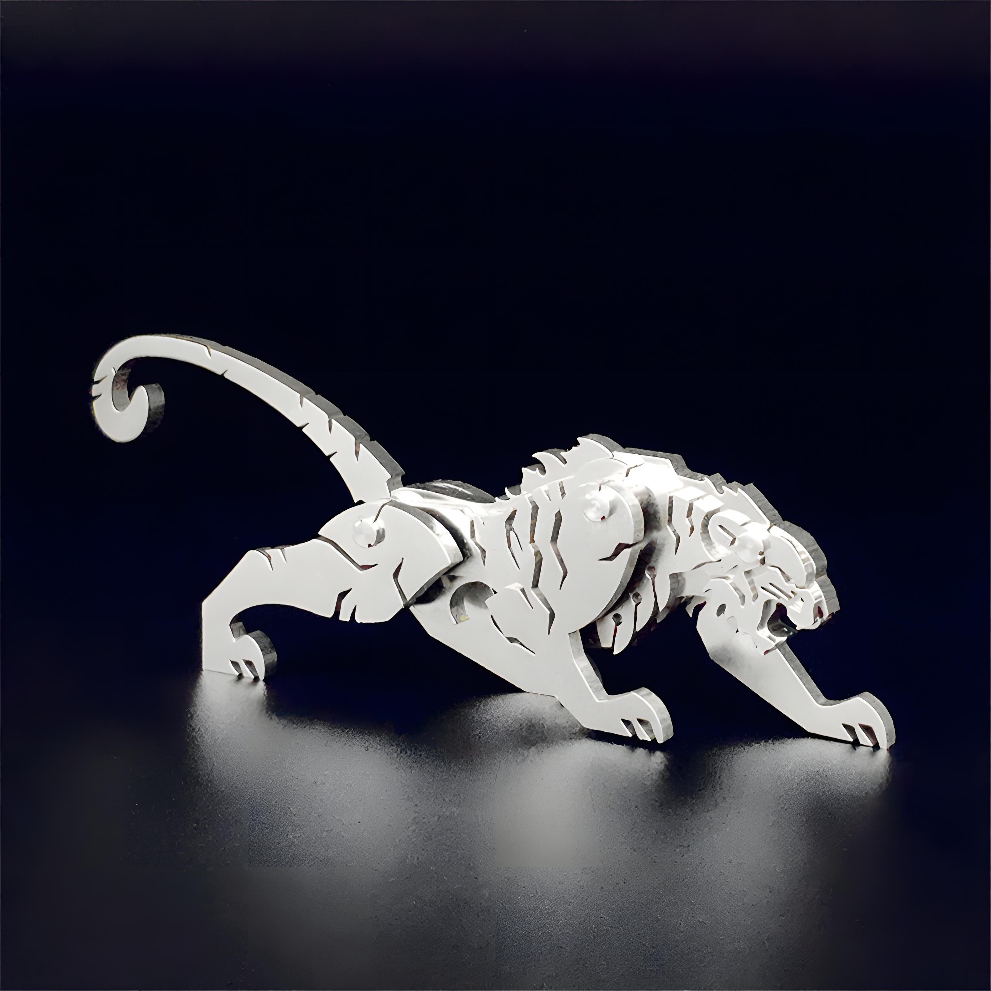 Articulated Metal Tiger Assembly Model