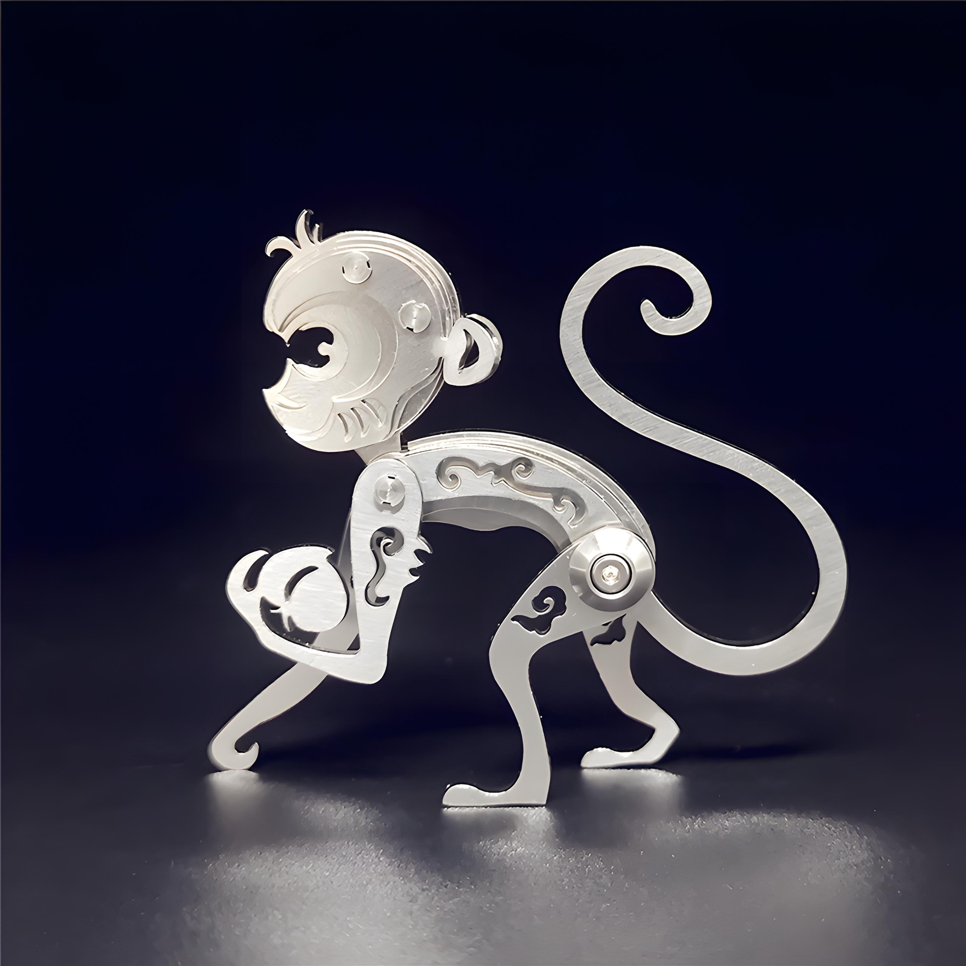 Articulated Metal Monkey Assembly Model